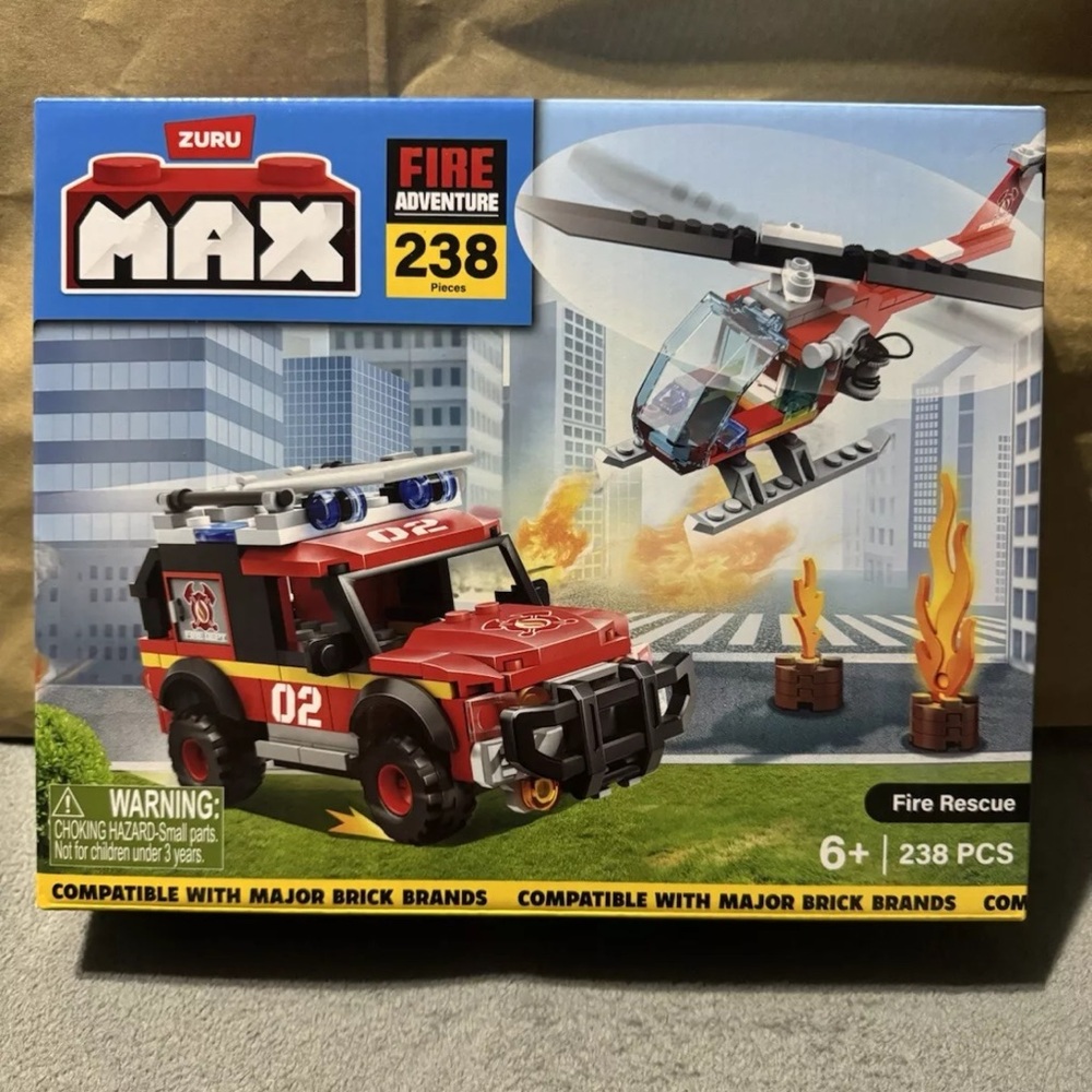 Zuru Max Fire Adventure 238-Piece Brick Box Play Set Fire Rescue